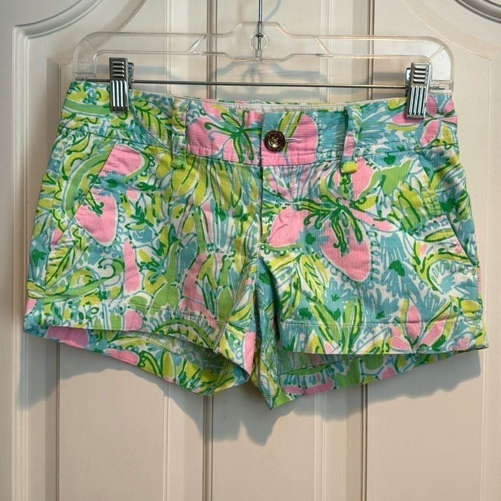 Lilly Pulitzer pink green blue and white shorts